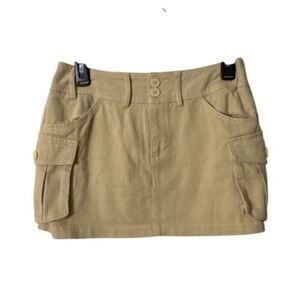 Mini Cargo Skirt Beige Cotton Womens Size S By Edikted